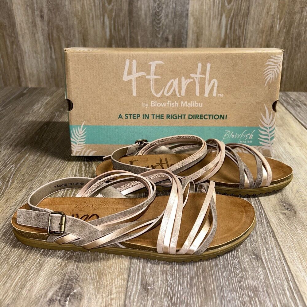 Blowfish 4 Earth Marine Strappy Criscross Sandals Recycled Womens US Size 9